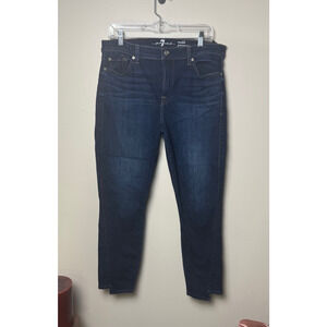 7 For All Mankind Women's Skinny Jean Size 32 Gwenevere Ankle Dark Blue Wash